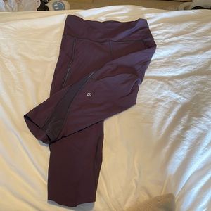 Lululemon cropped leggings with mesh insert